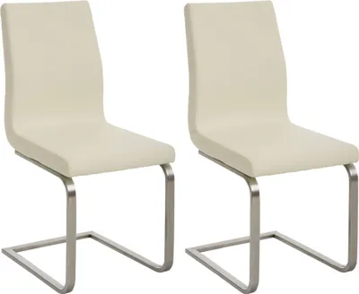 Produktbild von CLP 2er Set Esszimmerstühle Belfort mit robustem Edelstahlgestell creme