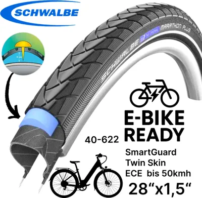 Produktbild von Schwalbe Marathon Plus 28"x1,5" City Ebike Tour SmartGuard 40-622 Reflex Pannenschutz Reifen