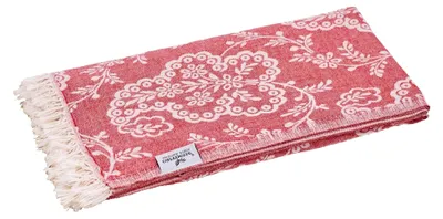 Produktbild von Jacquard Hamamtuch Paisley 90 x 175 cm rot I Edles Hamam Handtuch 100% saugfähige Baumwolle mit hochwertiger Webung I Pestemal/Fouta weich & zart I Leichtes Hamam Strandtuch kompakt
