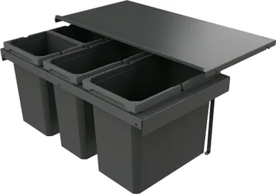 Immagine prodotto di Naber 8013412 Cestino per rifiuti Cox Stand-UP® 350 S/800-4 senza coperchio antracite, 58 (2x10/1x22/1x16) litri / 80 cm larghezza mobile
