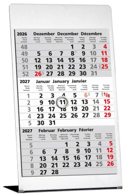 Produktbild von 2027 GÜSS 3-Monatstischkalender Edelstahl