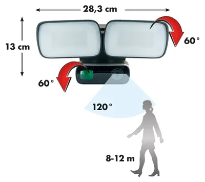 Obrázok produktu pre Monitorovacia kamera Full HD s reflektorom, Farba:čierna, Typ balenia:kartón, Obsah (balenie):1 ks