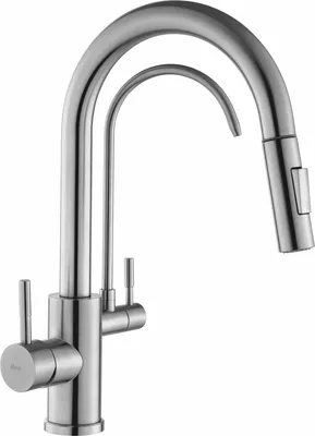 A studio shot of a kitchen faucet.
