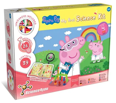 Produktbild von Science4you Mein Erster Experimentierkasten mit Peppa Wutz - Wissenschaftskit Peppa Wutz Spielzeug, 26 Experimenten: Seifenblasen, Fingerfarben herstellen, Lernspielzeug für Kinder ab 4 5 6 7+ Jahren