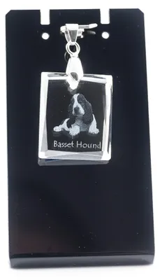 Image de Chien de chasse baset - Pendentif en cristal avec chien, collier avec photo, bijoux uniques d'Art-Dog