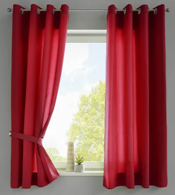 Produktbild von 2er Set Vorhänge Schal Ösen »Berlin« HxB 145x140 cm Bordeaux Blickdicht Microsatin Lichtdurchlässig Uni Matt, 20405N2