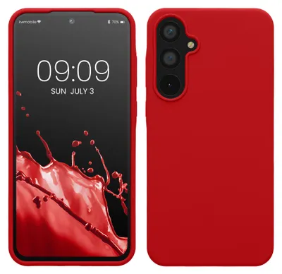 Produktbild von kwmobile Handyhülle für Samsung Galaxy A55 5G Hülle - Case Silikon - Kabelloses Laden - Schutzhülle Cover in Klassisch Rot