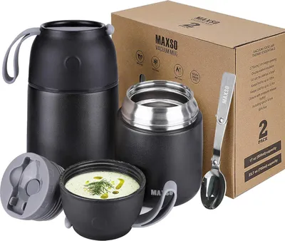 Obrázok produktu pre Termo nádoba z nehrdzavejúcej ocele 500 ml a 700 ml sada čierna