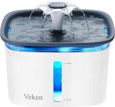 Produktbild von 95oz / 2,8L Trinkbrunnen,Automatischer Katzenwasserspender mit intelligenter Pumpe,Hundewasserspender,2 Ersatzfilter für Katzen,Hunde und mehrere Haustiere A