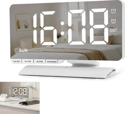 Produktbild von LED-Desktop-Uhr mit Speicherbatterie, 12/24 Stunden, Wochentagsanzeige, Wecker Digital mit Schlummerfunktion, 6 Helligkeit, 5 Lautstärke