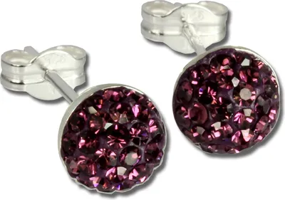 Produktbild von SilberDream lila Ohrringe Halbkugel Zirkonia Damen 925 Silber Ohrstecker GSO217V