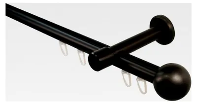Produktbild von Gardinenstange mit Innenlauf schwarz 20 mm Durchmesser Wandmontage 1-läufig Aluminium, 240 cm (2 x 120 cm)