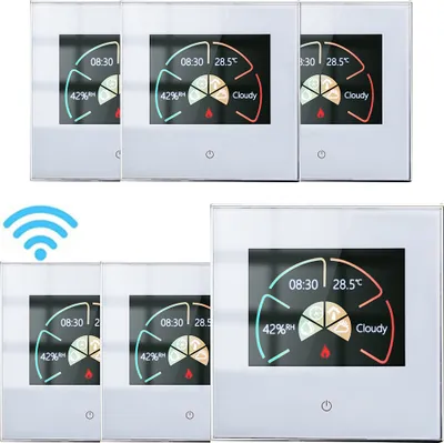 Produktbild von 6X WiFi Digital LCD Thermostat, Woechentlich programmierbare Raumthermostat fuer 16A Elektroheizung, Touch-Steuerung/Mobile APP/Sprachsteuerung Fussbodenheizung Kompatibel mit Alexa/Google Home, Wei?