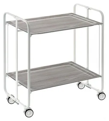 Produktbild von DON HIERRO - Klappbarer Servierwagen BAUHAUS mit Rollen – Metallgestell weiß, 2 Ebenen, 4 Positionen