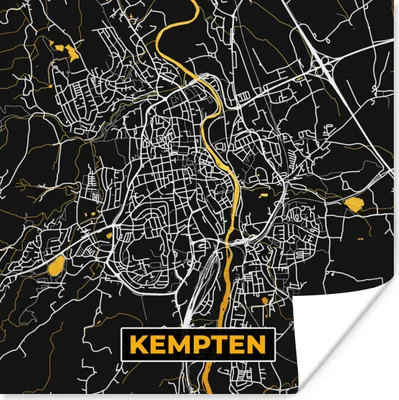 Produktbild von MuchoWow® Poster Gold - Deutschland - Karte - Kempten 75x75 cm - Wand Dekoration