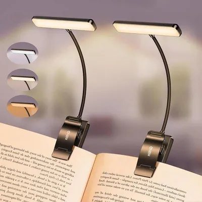 Obrázek produktu pro Stolní lampa s klipsnou - USB lampa na čtení - Noční lampa - Plynule stmívatelná - 2 kusy - Černá