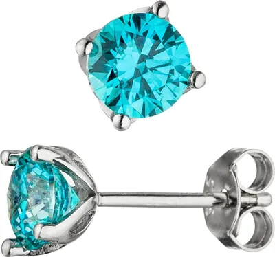 Produktbild von JOBO Ohrstecker 925 Sterling Silber 2 Zirkonia türkis hellblau blau Ohrringe
