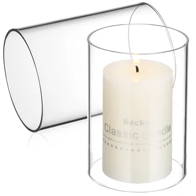 Productafbeelding van Glazen cilinders zonder bodem - 2 stuks - voor decoratie en als windlicht - transparant - 7 cm