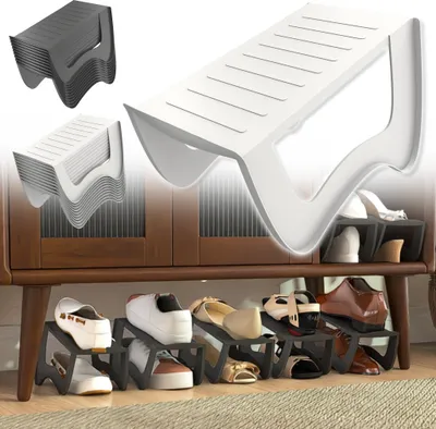 Produktbild von ACXIN 10 Stück Schuhschlitze Organizer aus stabilem PP, rutschfeste Schuhhalter, platzsparend Schuhregal für Zuhause, Eingangsbereich, Kleiderschrank, Weiß