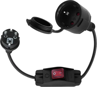 Produktbild von Verlängerungskabel mit Schuko-Stecker und Schalter – Verlängerungskabel für den Außenbereich mit Schuko-Stecker – Netzkabel – Verlängerungskabel – Schwarz