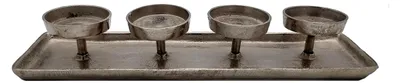 Produktbild von Aluminium Kerzenhalter für 4 Kerzen - ca. 44 x 12 cm - Deko Advents Kerzenständer