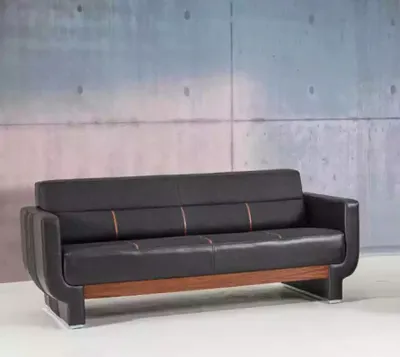 Produktbild von Schwarze Dreisitzer Couch Moderne Ledermöbel Büroeinrichtung Polster