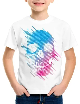 Produktbild von style3 Neon Skull T-Shirt Kinder totenkopf disco neon festival