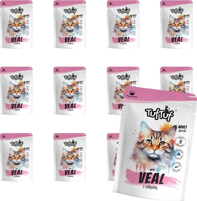 Produktbild von Tuftuf | Feuchtfutter für Katzen - 10x300g - Mielonka mit Kalbfleisch - Nassfutter - 79% Feuchtigkeit