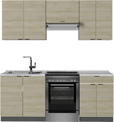 Immagine prodotto di Cucina componibile Vicco Fame-Line Pannello in rovere/antracite 200 cm , PL Marmo, Model 51517