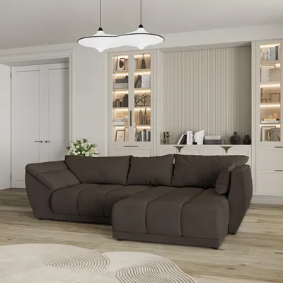 Produktbild von Masseno Ecksofa ORENTI R-S mit Schlaffunktion L-Form, Sofa mit Bettkasten, Wohnzimmersofa, Couch, Soffa, Bettsofa, Couchgarnitur- Braun, MATT VELVET 29