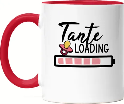 Produktbild von Tante Loading Tasse für werdende Tanten zur Geburt Babynews Nichte Neffe Ich werde Tante Geschenk Tasse Rot