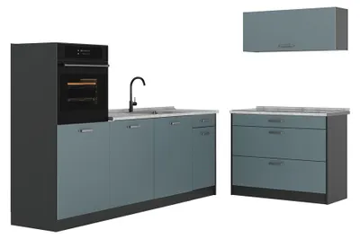 Imagen del producto de Mueble de cocina Vicco R-Line Gris azulado/Antracita 220 cm encimera Mármol, Model 67423