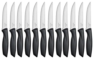 Produktbild von Steakmesser-Set 12 Stück Edelstahl Wellenschliff Silber Ergonomisch