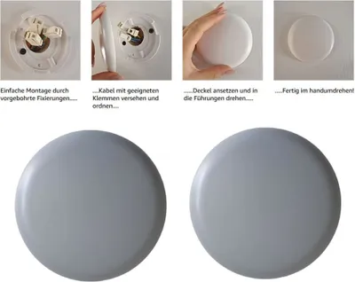 Produktbild von 2x Deckendose Lampen Abzweigdose Abdeckdose Verteilerdose Deckenverteilerdose Baldachin grau  superflach Ø 10 cm SET