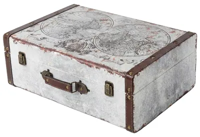 Vintage Holzkoffer mit Weltkarte Design von HMF mit 44 cm Breite in verschiedenen Größen