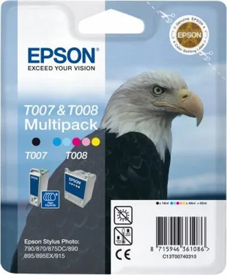 Produktbild von Epson T007 + T008 Tintenpatrone Adler, Multipack, 6-farbig