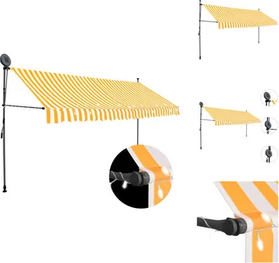 Immagine prodotto di vidaXL Tenda da sole retrattile a comando manuale con LED 350 cm Bianco Arancione - Tende da sole