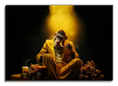Produktbild von Wallario Poster - The Boss - cooler Monkey, Kunstdruck Größe: 70 x 100 cm