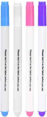 Productafbeelding van Textielmarkers, set van 4 - Wateroplosbaar - Uitveegbaar - Kleurenspectrum: paars/roze/lichtblauw/wit - 30 gram - Textielverf