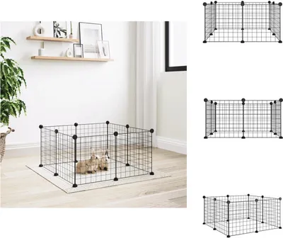 Immagine prodotto di vidaXL Gabbia per animali domestici 8 pezzi in acciaio nero 35x35 cm - Habitat e recinti per piccoli animali