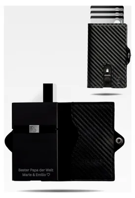 Produktbild von Smart Wallet mit individueller Gravur - Kreditkartenetui mit RFID-Schutz - Geldbeutel für Herren - Slim Wallet mit Münzfach - Carbon