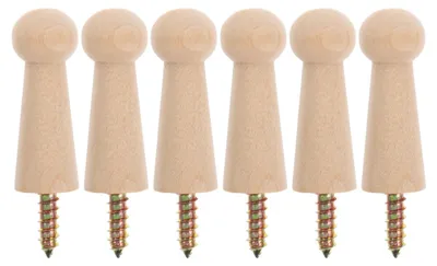 Productafbeelding van Set van 6 Wandhaken van Hout - Decoratieve Vintage Kleiderhaken