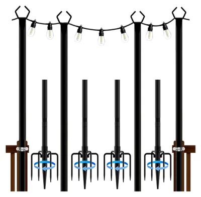 Produktbild von Schäferhaken, 4 Stück, 300 cm für Vogelhäuser, Gartenhalterungsstangen für Beleuchtungen, Metall schwarz, Gartenstab, Hochzeitsdekoration, für den Außenbereich