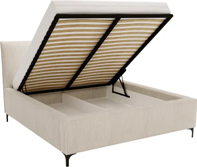 Produktbild von MIRJAN24 Polsterbett Leon Cord, Doppelbett mit Bettkasten, Ehebett, Gasdruckfeder, Lattenrost (Farbe: Poso 110, Größe: 180x200 cm)