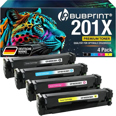 Produktbild von Bubprint 4 Tonerkartuschen kompatibel mit HP 201X 201A CF400X