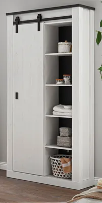 Produktbild von Bad Hochschrank "Stove" weiß Pinie anthrazit 93 x 201cm Badschrank
