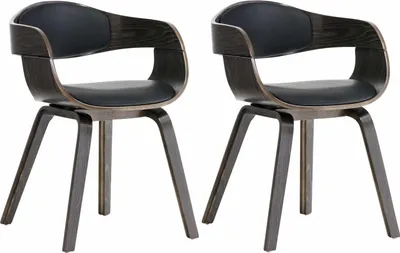 Produktbild von CLP 2er Set Stühle Kingston Kunstleder Mit Holzgestell schwarz/grau