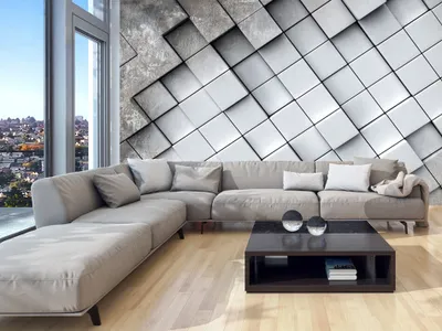 Produktbild von Vlies Fototapete 3d Effekt 350x256 cm Tapeten Wandtapete XXL Abstrakt geometrisch grau optische Täuschung f-A-0321-a-a