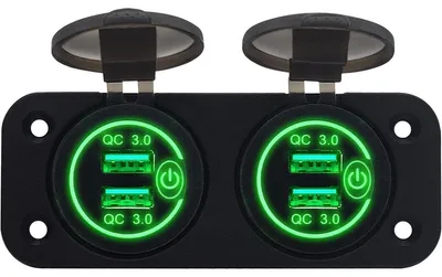Produktbild von ProRide 12V USB-Steckdose 4 Ports mit Schalter QC3.0 PUSB1QC-G, Grün