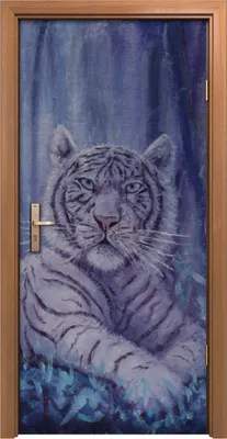 Produktbild von Türposter 90x200 cm Türaufkleber Türtapete Türfolie Klebefolie Porträt eines Tigers im Wald bei Nacht